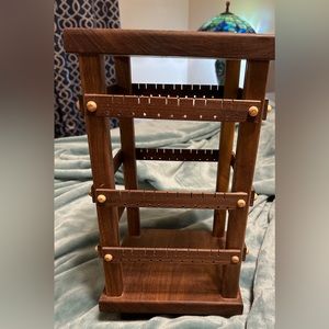 Solid wood, handcrafted, earring, carousel jewelry holder.